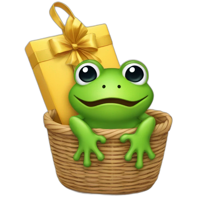 Grenouille dans un panier cadeau emoji
