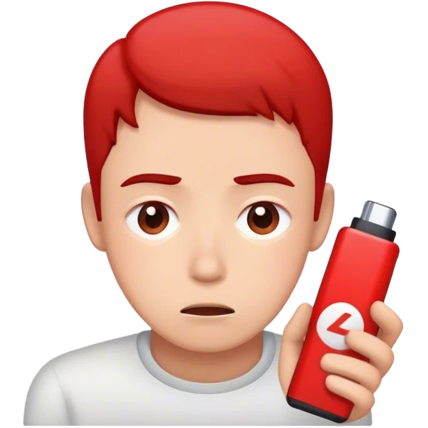 Red Low battery next to a tired person’s face emoji