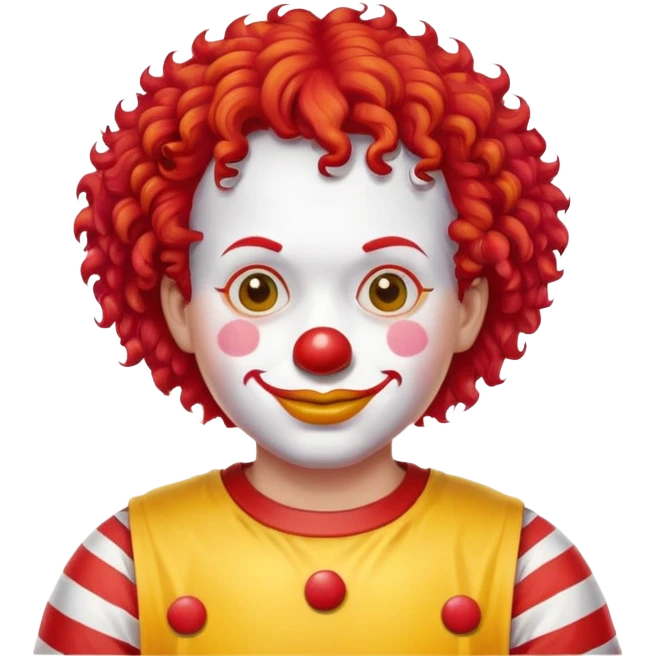McDonald's clown with bright red curly hair and yellow T-shirt with red and white striped sleeves emoji