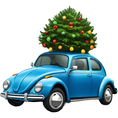 VW bug with Christmas tree on top emoji
