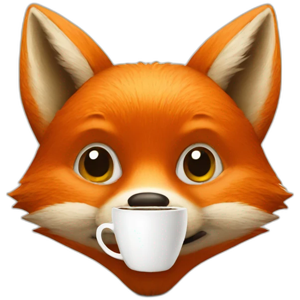 a fox drinking coffee emoji