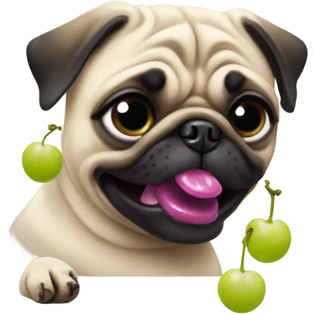 Pug eating a grape emoji