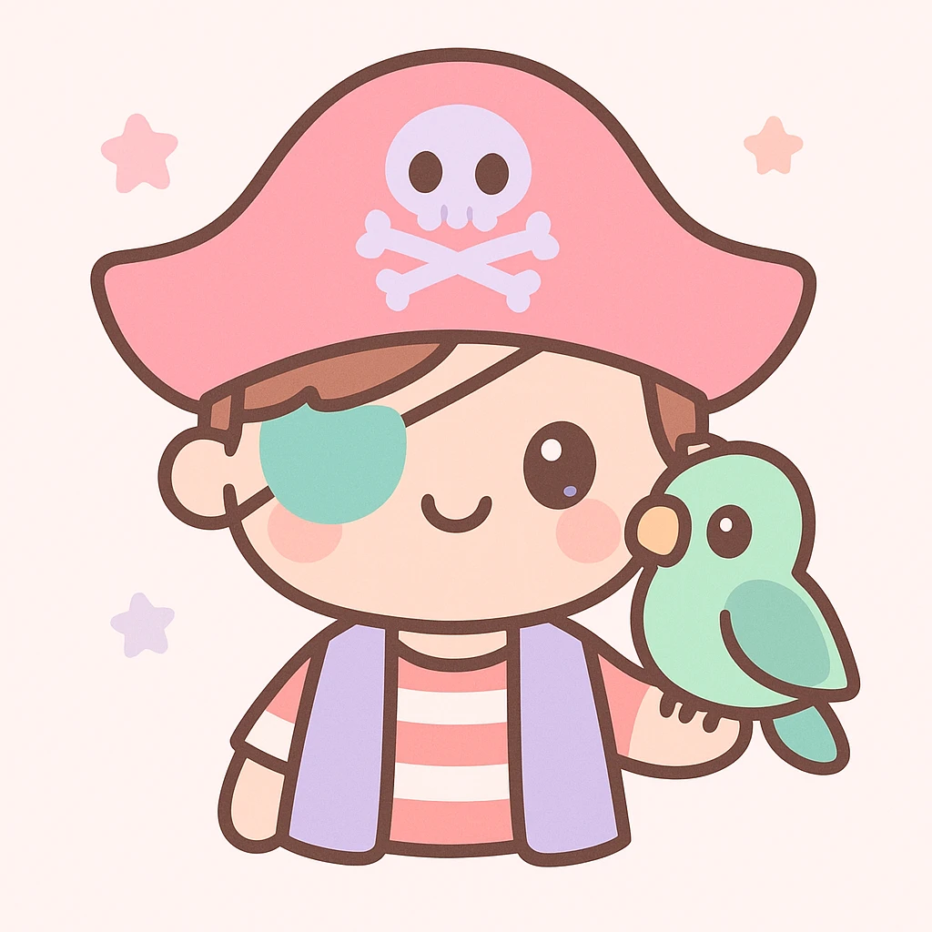 pirate with eye patch and parrot emoji