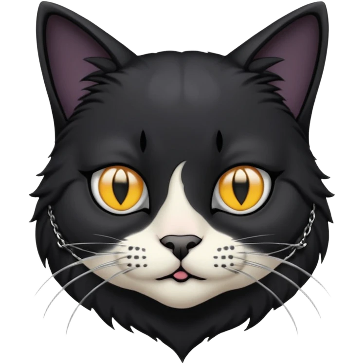 Goth cat with silver item  emoji