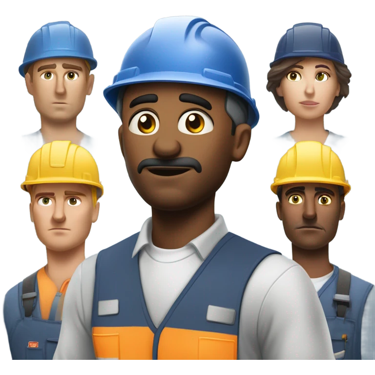 blue collar workers photorealistic serious emoji