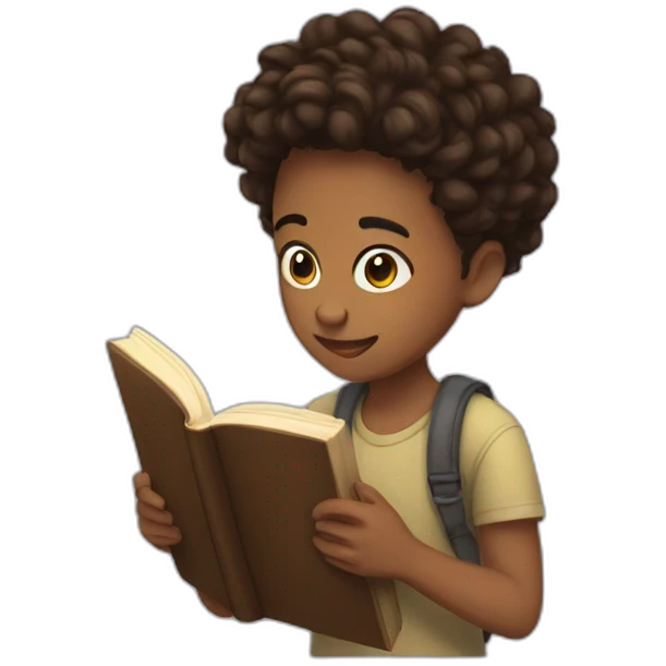 Boy read a book with takiya emoji