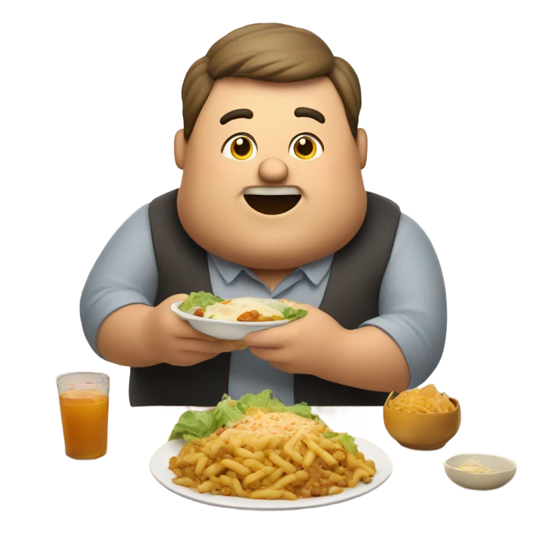 Fat man eating emoji