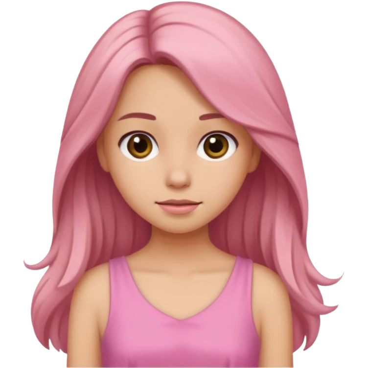 Girl with loose hair in a pink dress emoji