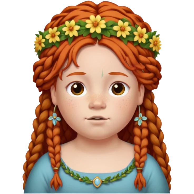 fat redhead kid with dreadlocks and floral tiara emoji