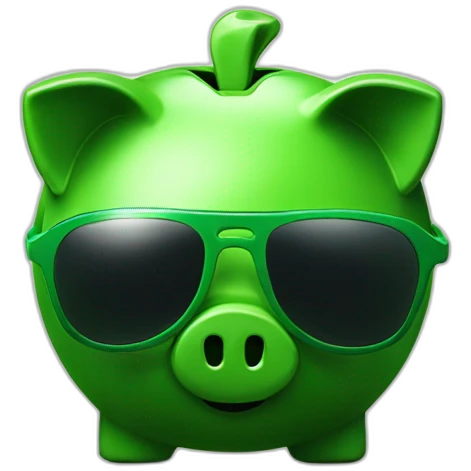 green piggybank with sunglasses emoji