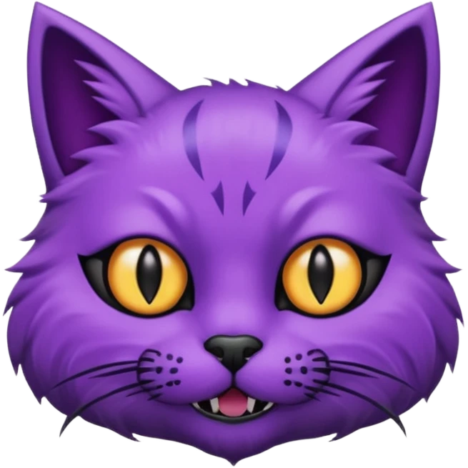Scary purple cat with black eyes ans mouth emoji