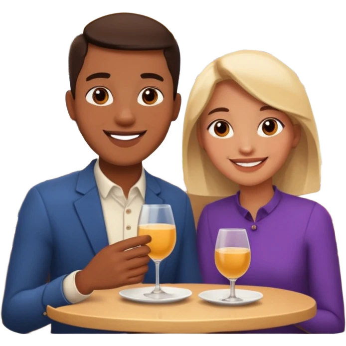 conversación dentro de un restaurant  dos personas emoji