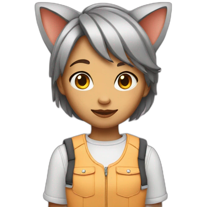 A tomboy girl wearing cat’s ears  emoji