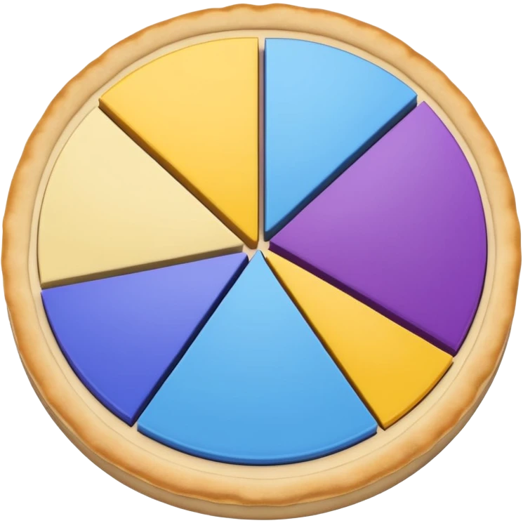 A pie chart with purple, yellow and blue colors only emoji