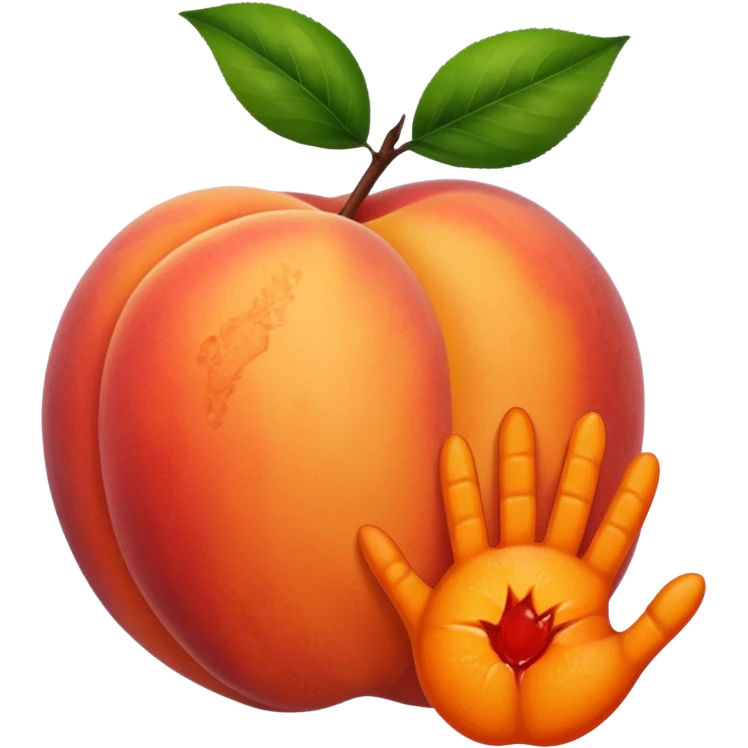 peach with hand print emoji