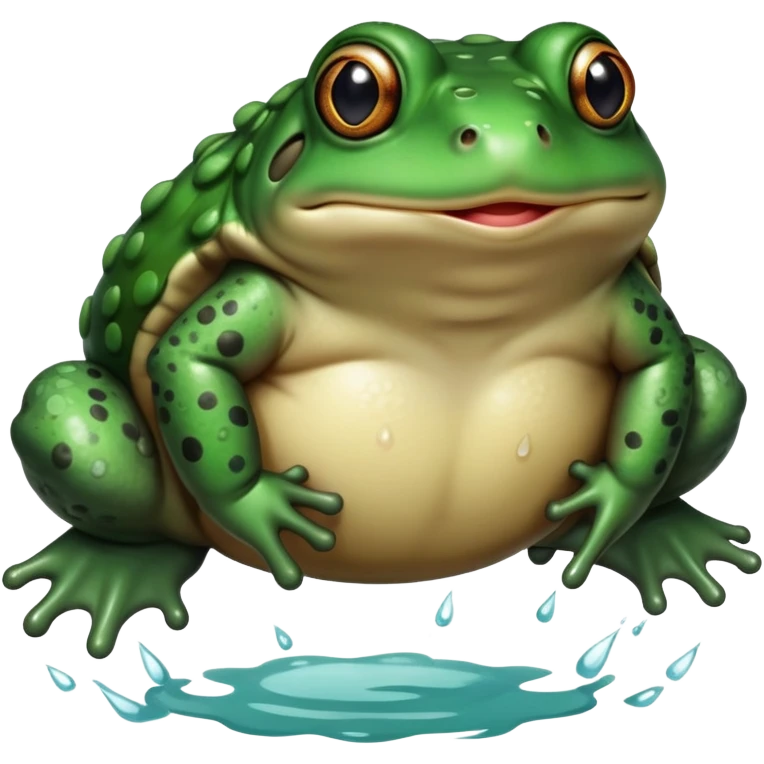 fat round dark green toad flying  emoji