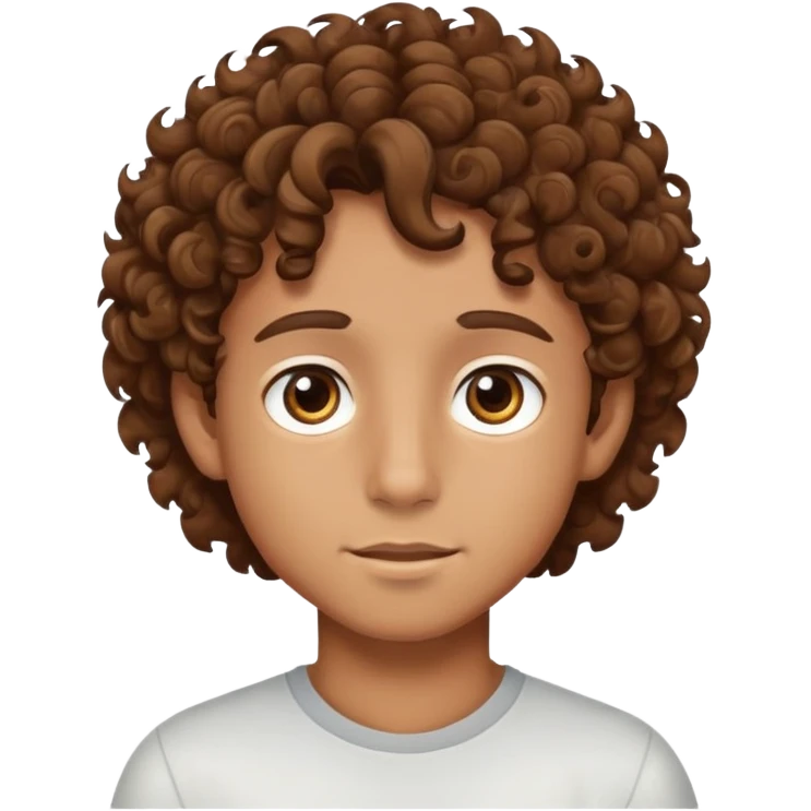A boy with tan skin, curly brown hair, and brown eyes emoji