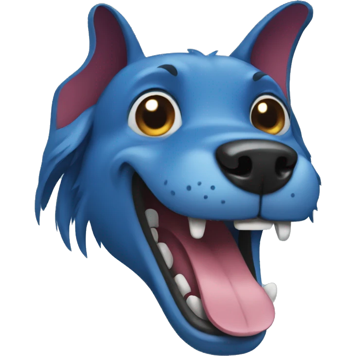 evil laughing blue dog emoji