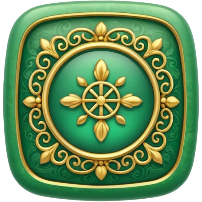 Jade and gold filigree style rounded square icon button emoji
