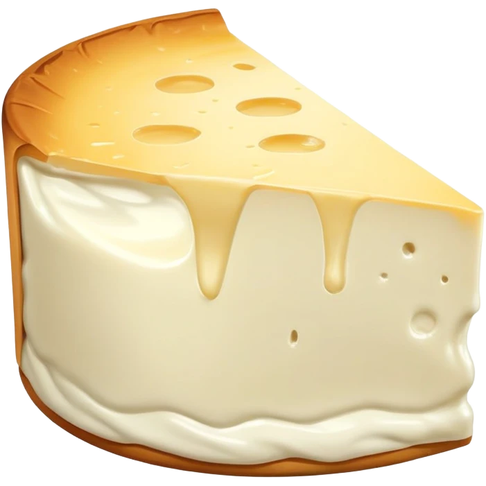 cinematic-realistic-brie-cheese-emoji,-featuring-a-creamy gooey center,-soft-ripened-cheese-with-a-delicate white rind-rendered-with-lifelike-detail-and-inviting,-natural-lightingwith a slide showing the gooey center emoji