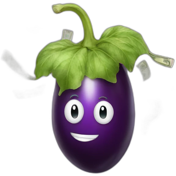 Eggplant made out of money emoji