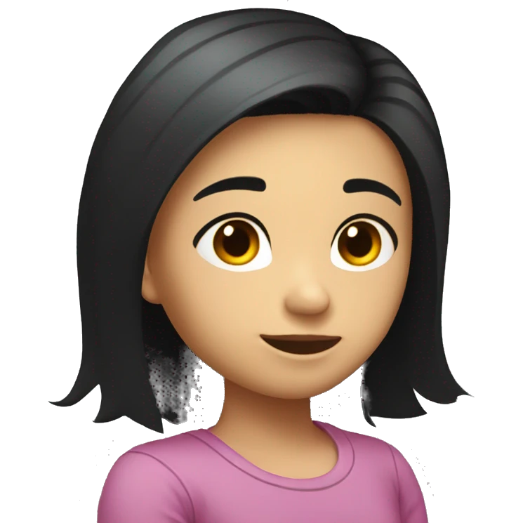 arms crossed girl long black hair looking back over shoulder emoji