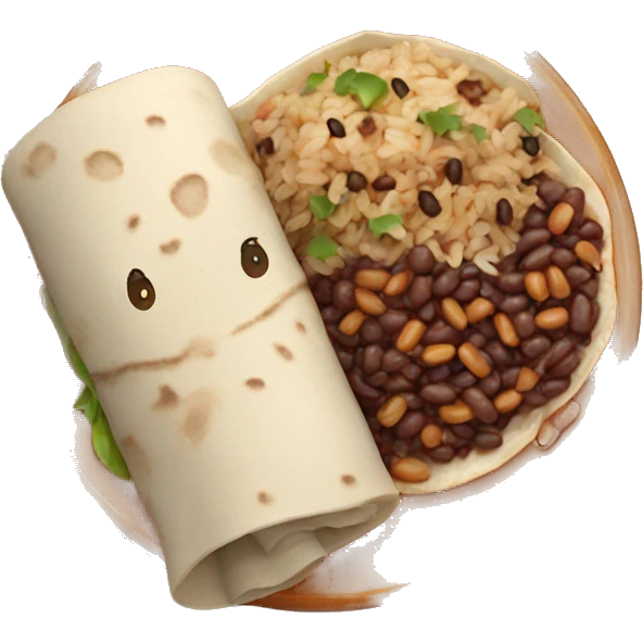 Realistic plate of burritos with rice and beans emoji