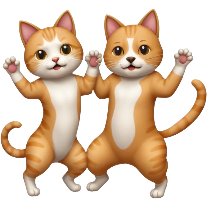 a cat and a dog breakdancing, energetic and fun emoji