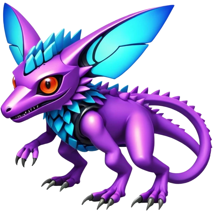  exotic colorful futuristic modern cyber-Fakémon-Digimon-Trico-Vernid-creature emoji