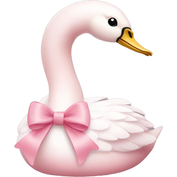 pastel pink swan with a light pink bow emoji