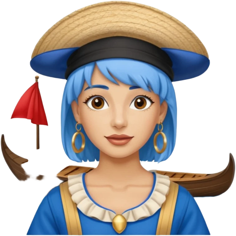 venice gondolier woman fat earring wearing blue hair emoji