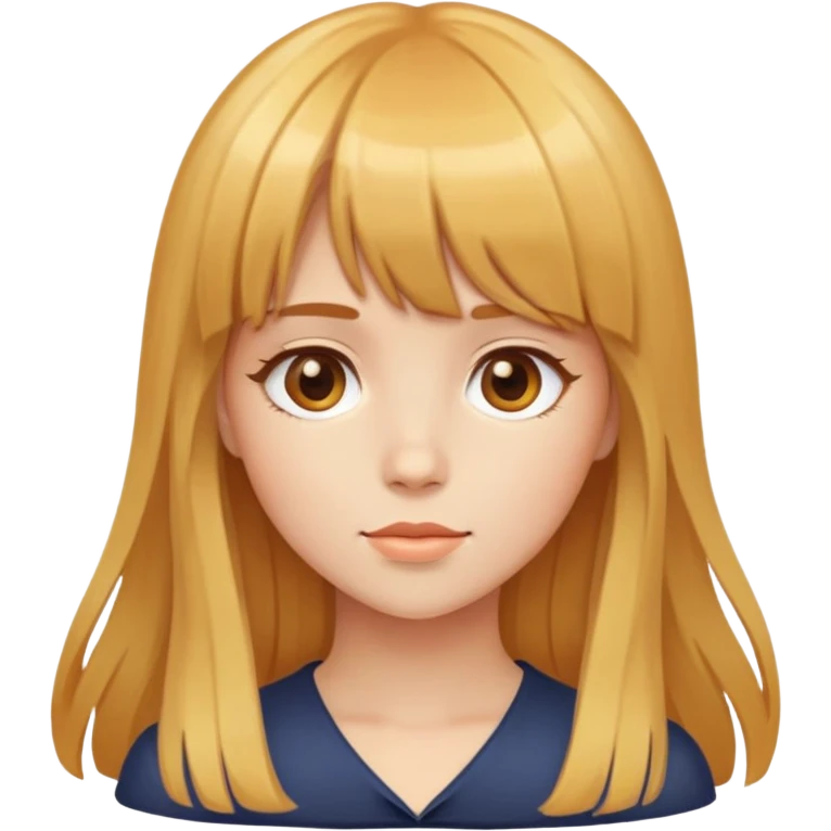 girl with honey-colored hair, bangs, and long hair emoji