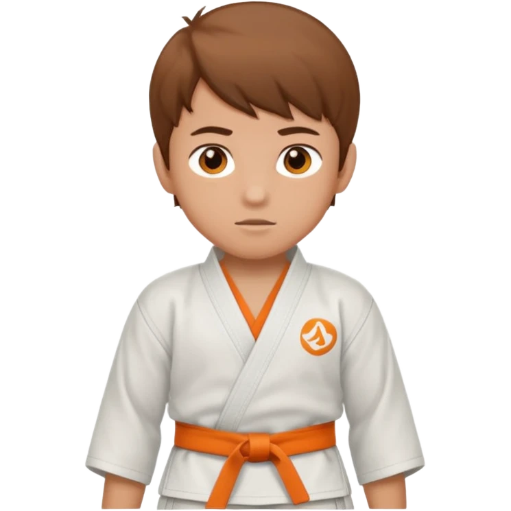 garcon blanc judoka cheveux brun avec ceinture orange emoji