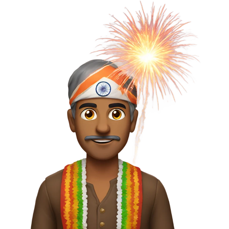 Indian man with fireworks emoji