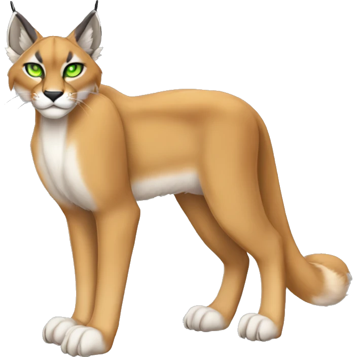 Lynx-Caracal-Fakemon-hybrid with orange points, green eyes brown toes, and short tail, full body emoji