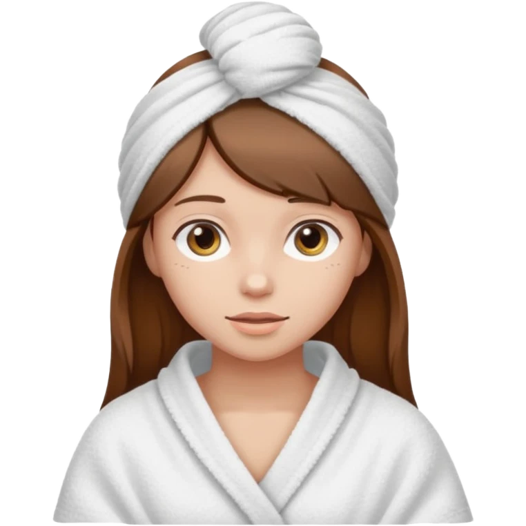 Chica de pelo castaño con una toalla de baño en la cabeza emoji