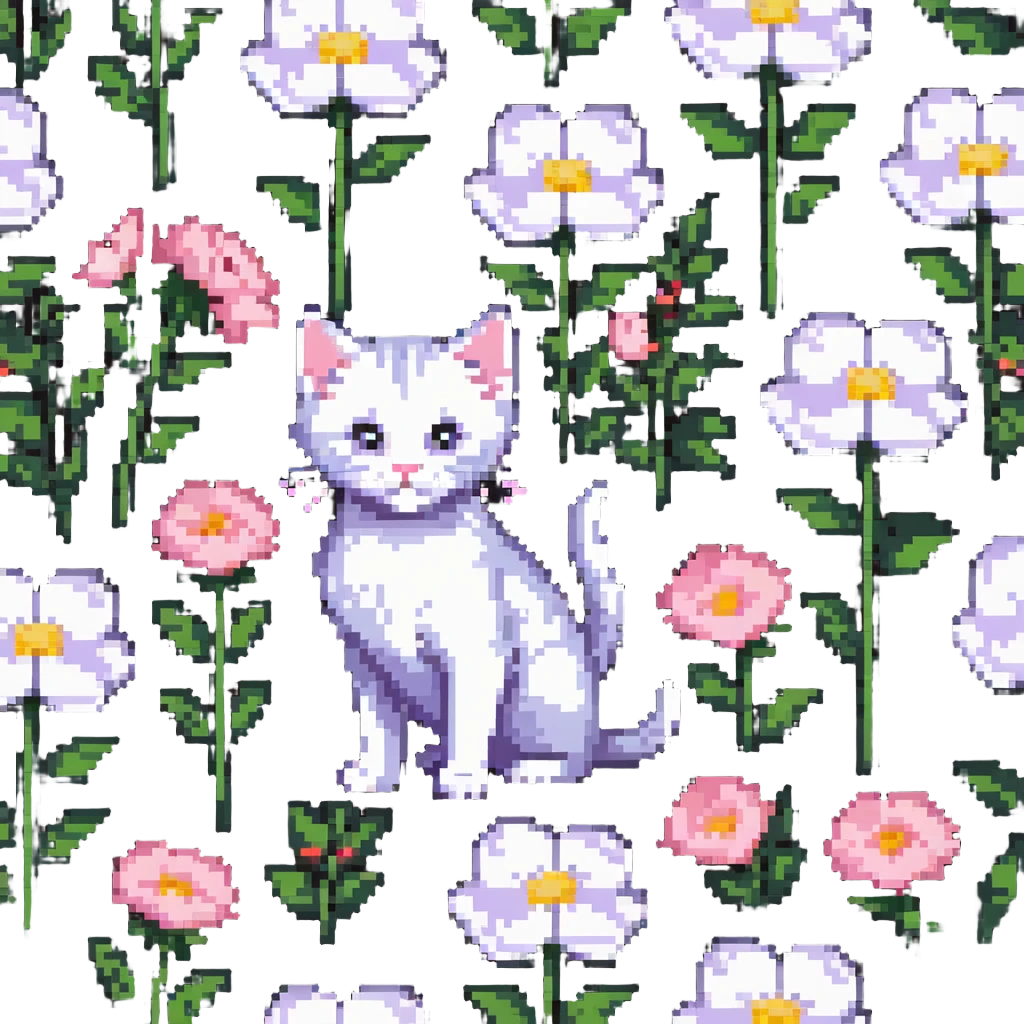 Kitten smells flowers emoji