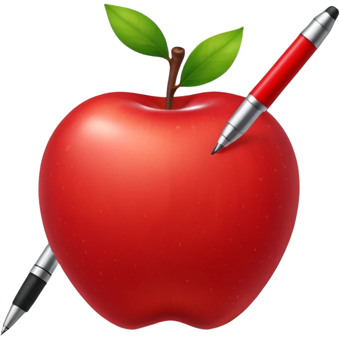Pen stuck in an apple emoji