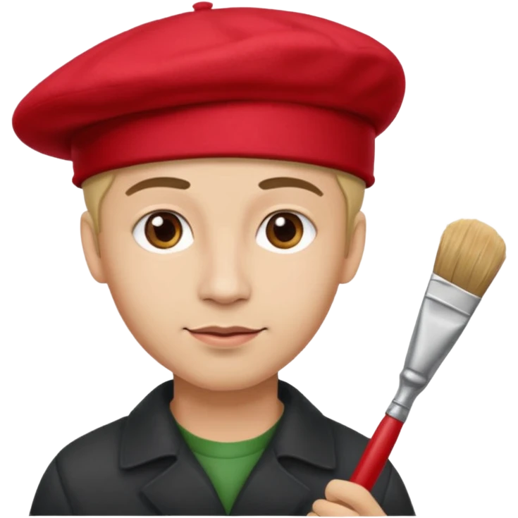 man artist with red beret and painter emoji