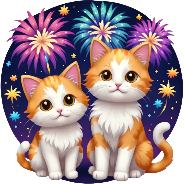 Cute kittens with pretty fireworks emoji