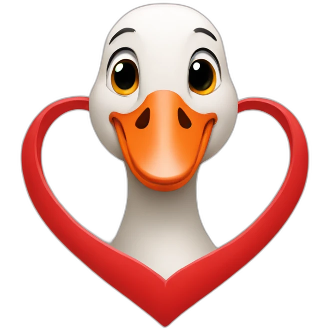 Goose with red heart in mouth  emoji