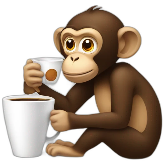 a monkey drinking a large cup of coffee emoji