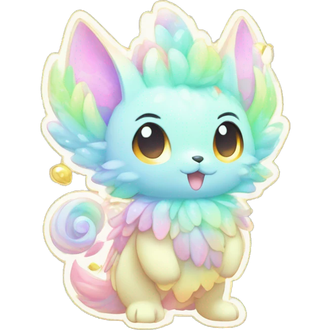 Shiny Shy Cool Sparkly Colorful Pastel beautiful fantasy Kawaii Ethereal Sona Fakemon-animal Full Body emoji