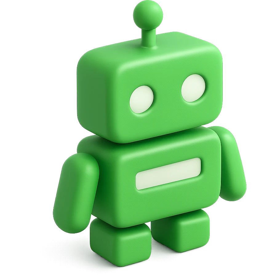 A 3D green robot. emoji