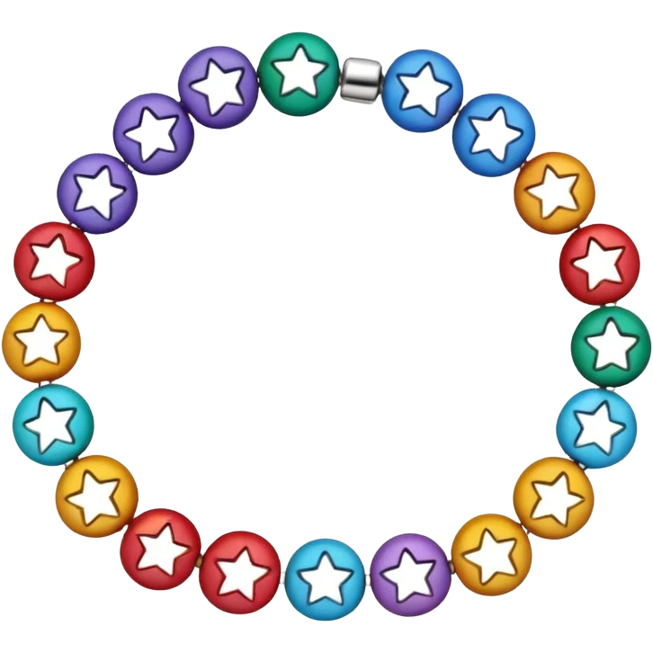 colourful round beaded bracelet with some star beads emoji