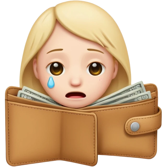 emoji that has no job and is crying with a open wallet and no money in it emoji