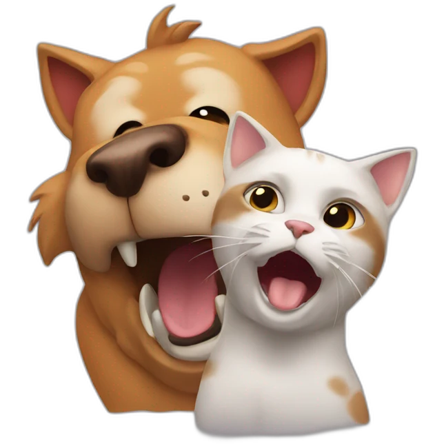 A cat sings With An Angry dog  emoji