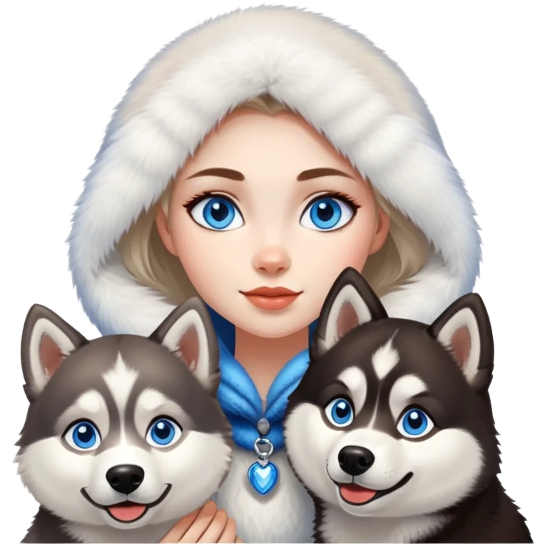 Girl with two huskies  emoji