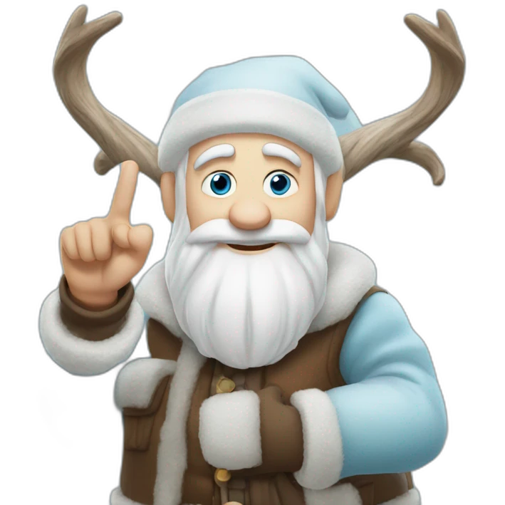 Father Frost shows hand sign of the horns emoji