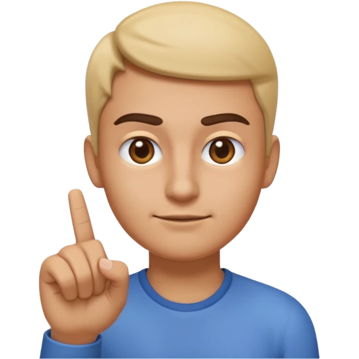 iOS-style 3D emoji: a person with one eyebrow raised, slightly tilted head, and index finger wagging side to side in front of them emoji